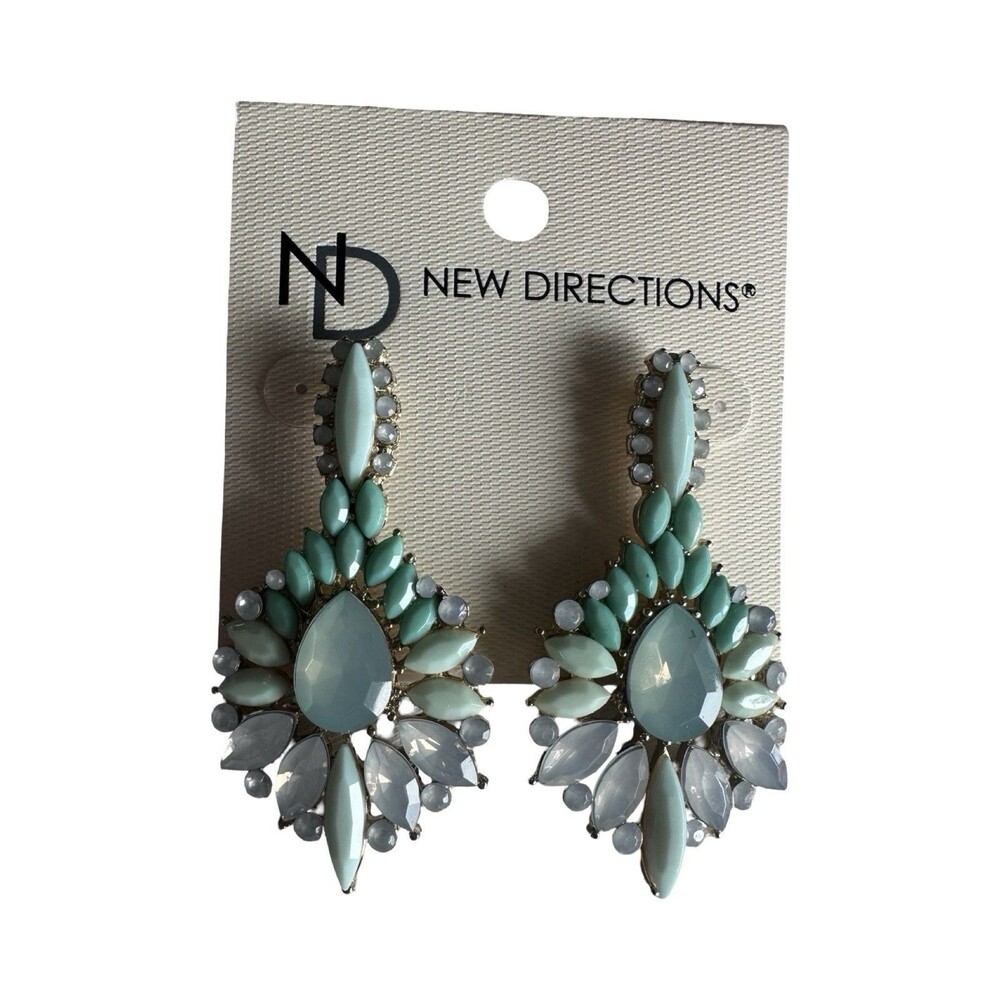 New Directions brand chandelier dangle earrings featuring light green